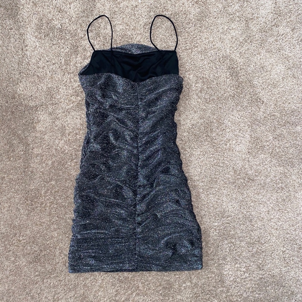 Shein sparkle black sliver mini dress small